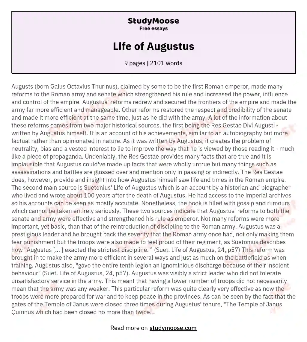 Life of Augustus essay