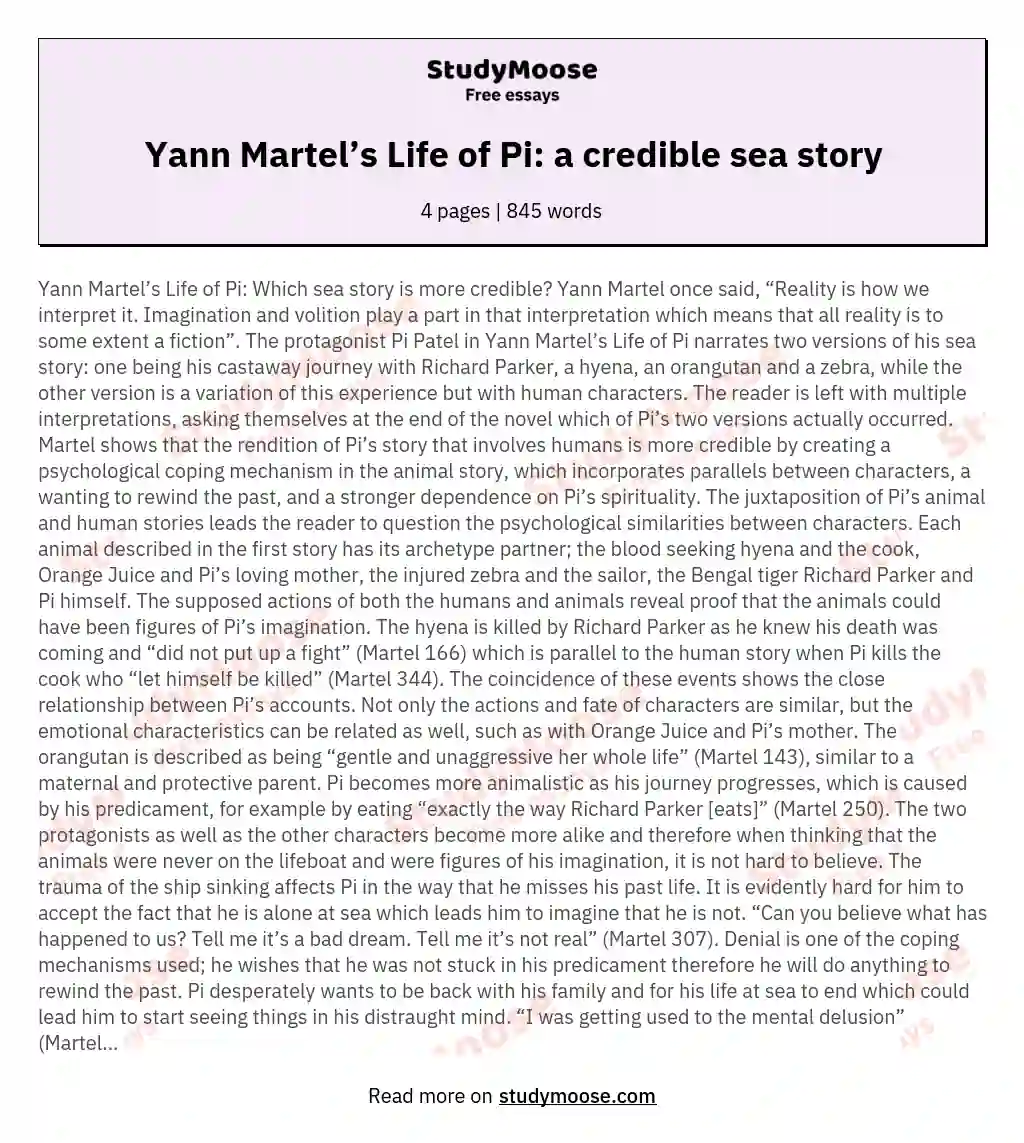 life of pi storytelling essay