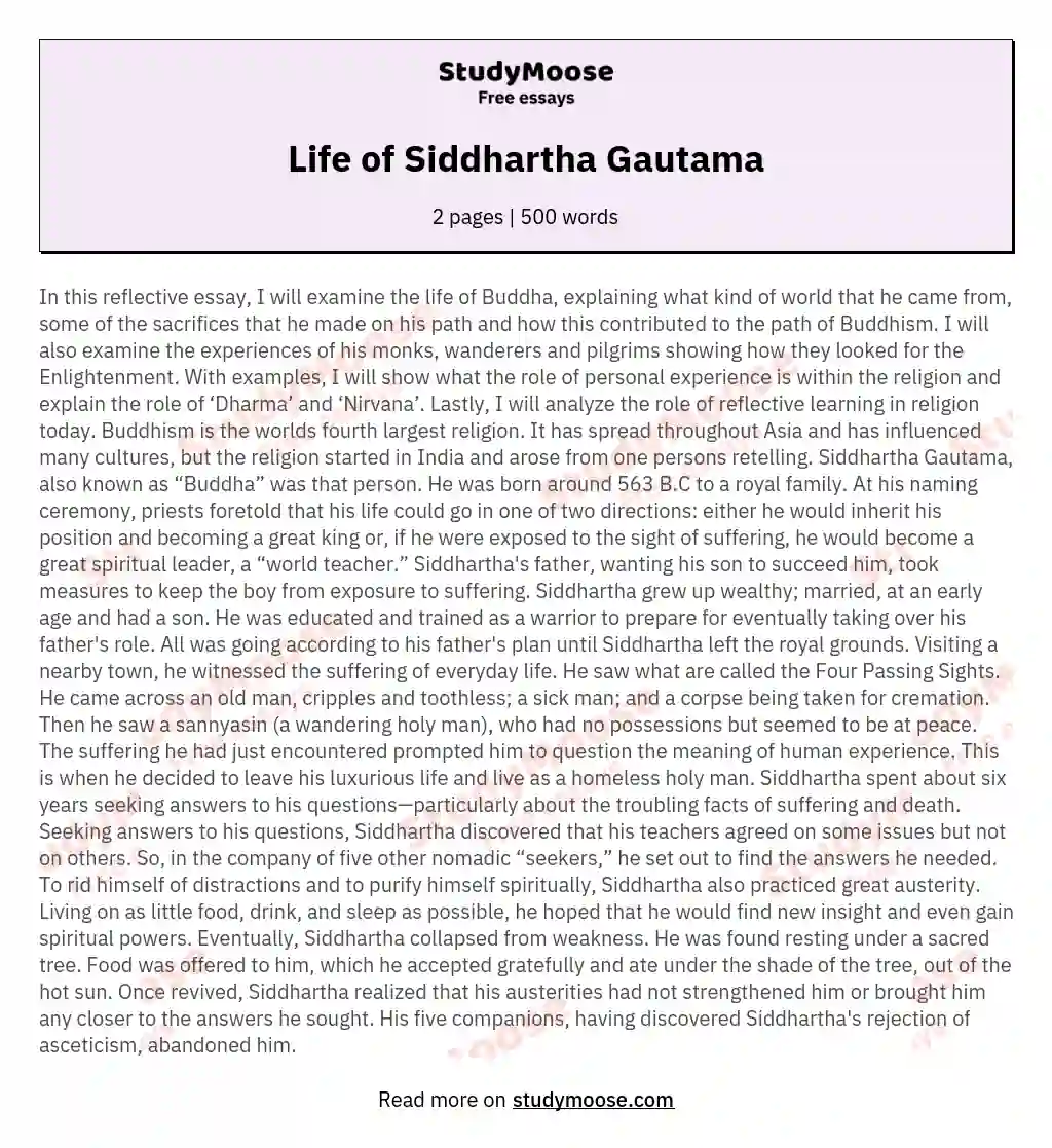 Life of Siddhartha Gautama