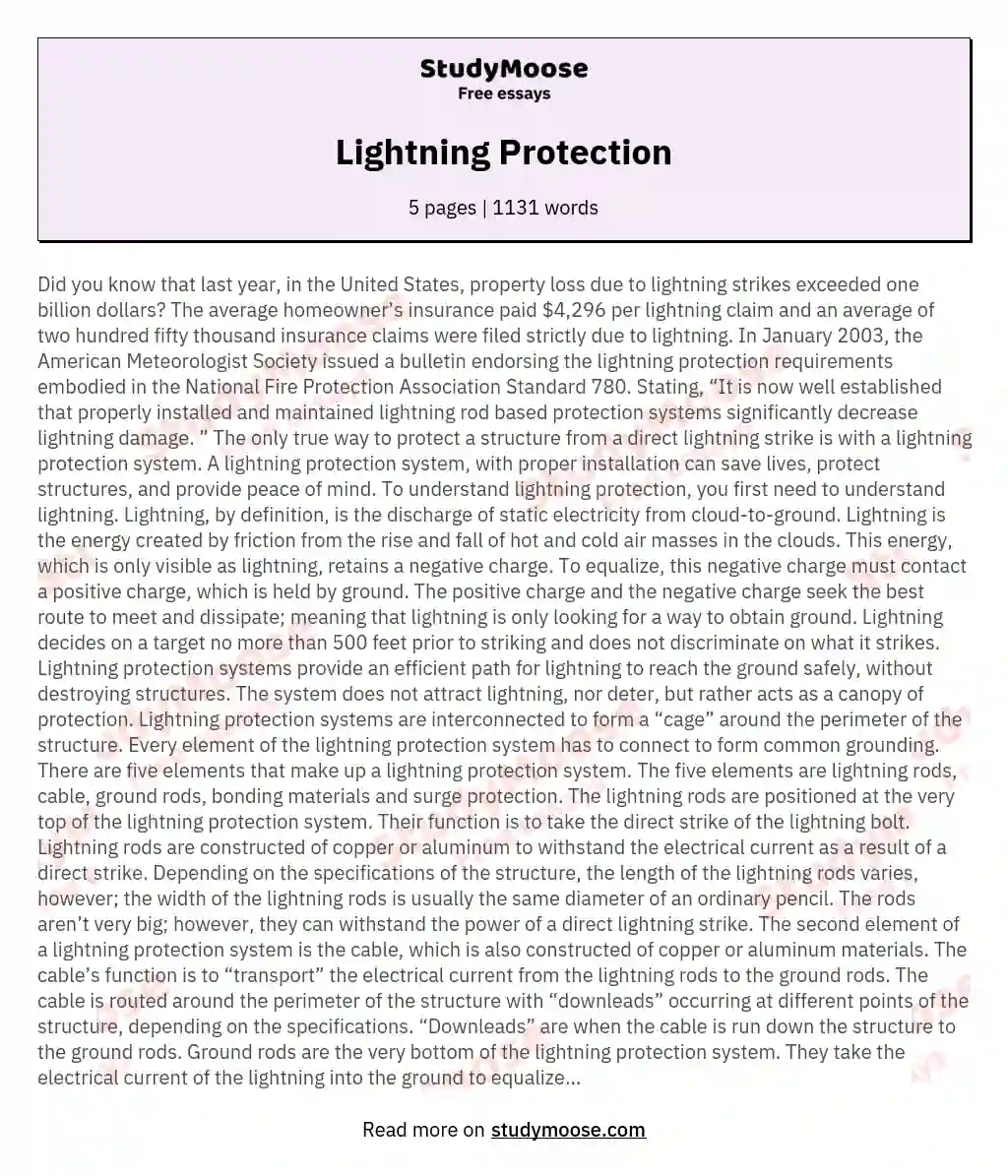 Lightning Protection essay