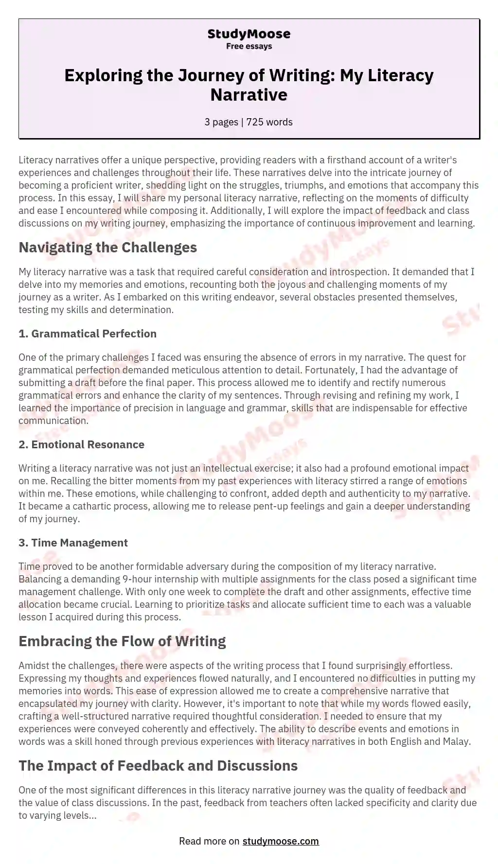 Digital Literacy Narrative Essay Examples Sitedoct