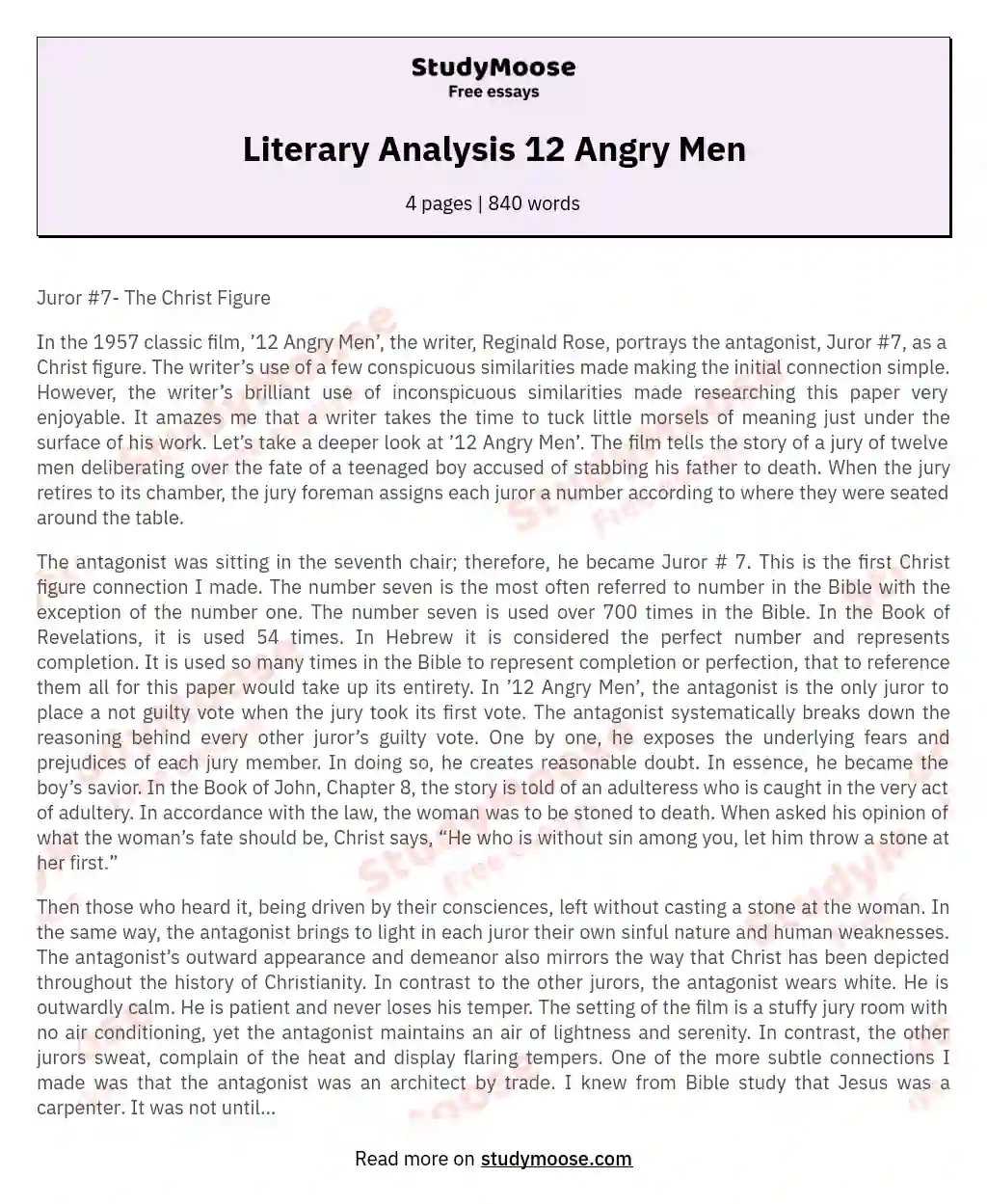 Literary Analysis 12 Angry Men