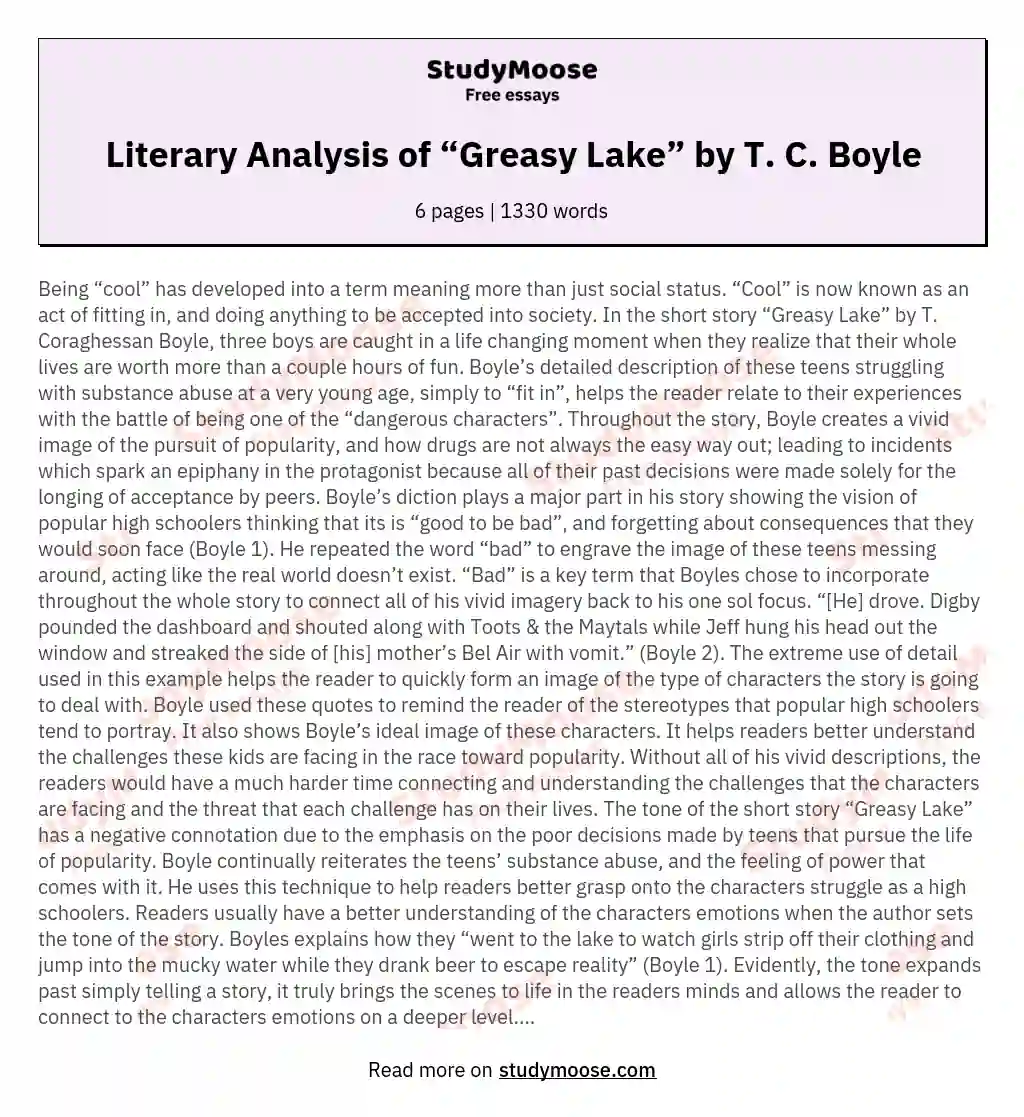 greasy lake character analysis