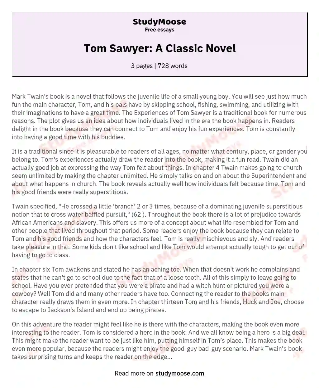 Tom Sawyer: A Classic Novel