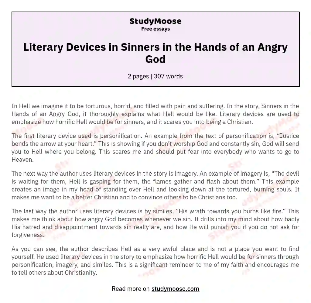 Literary Devices in Sinners in the Hands of an Angry God essay