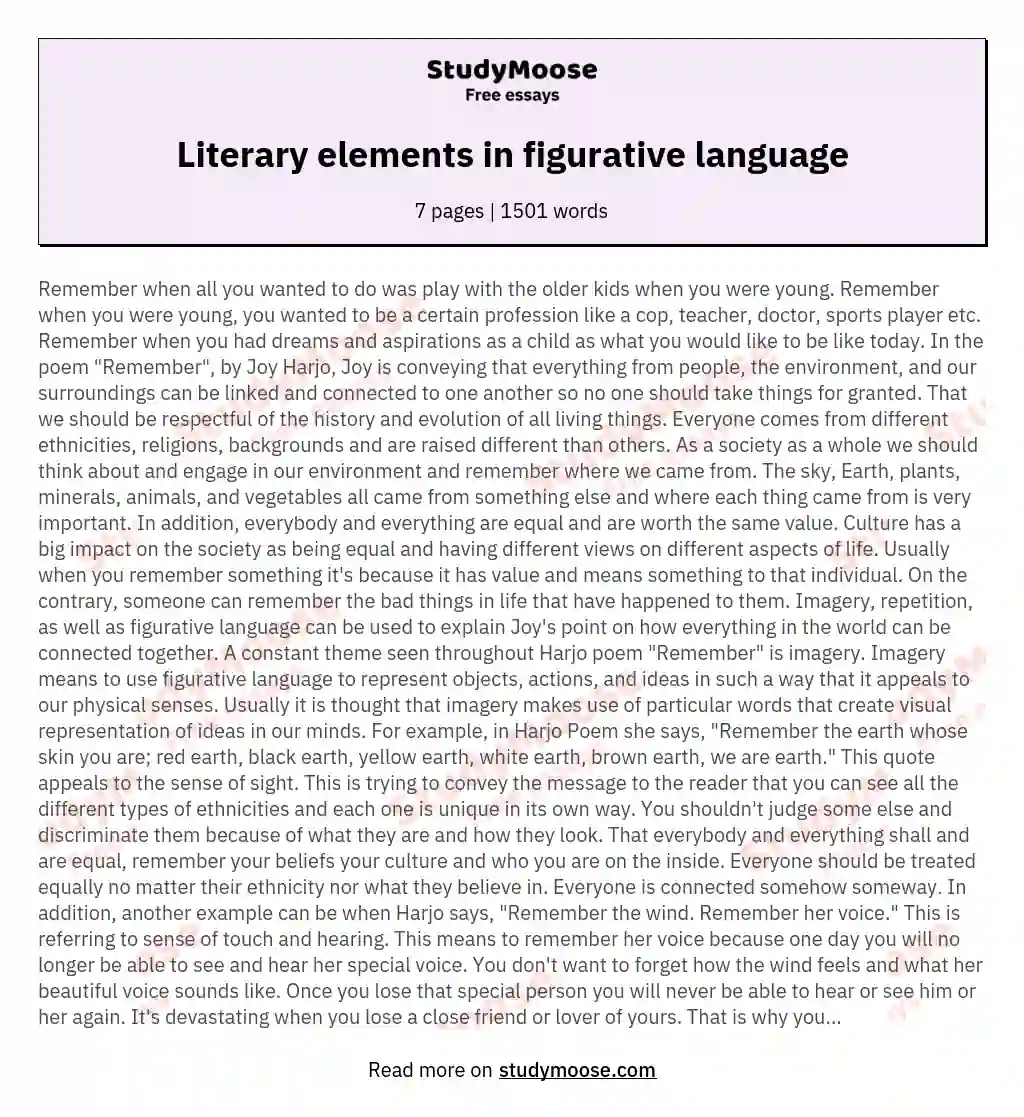 Literary elements in figurative language