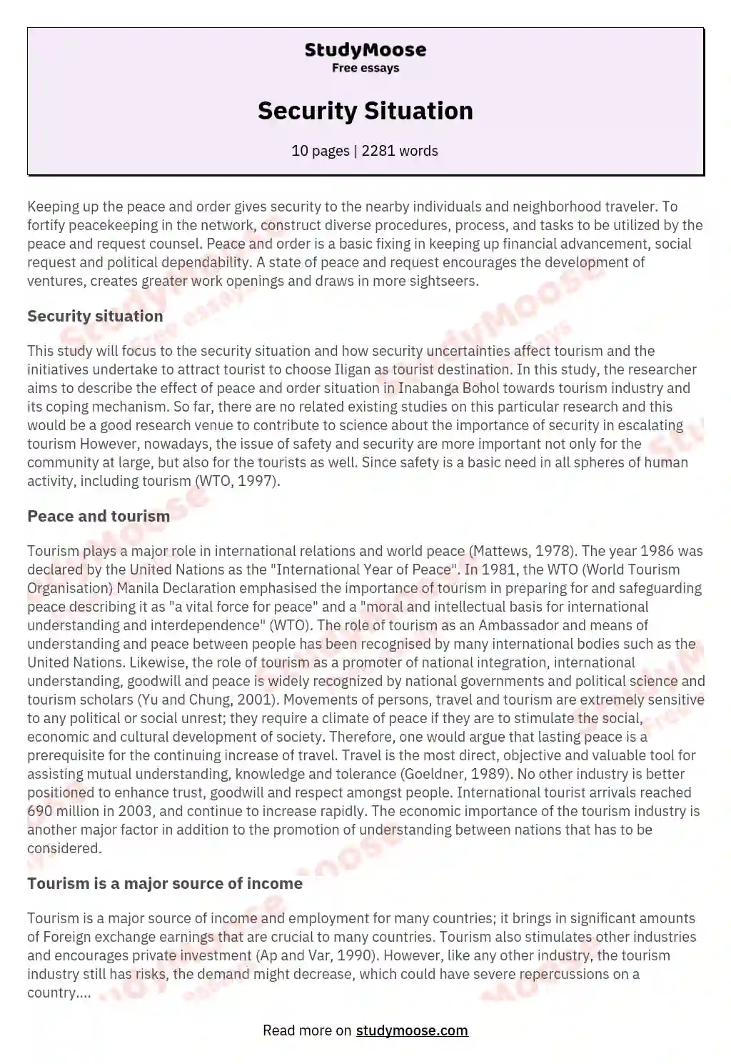 Security Situation essay