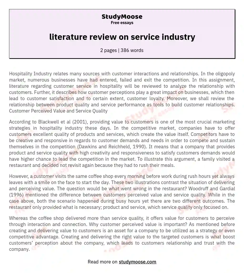essay about service industry