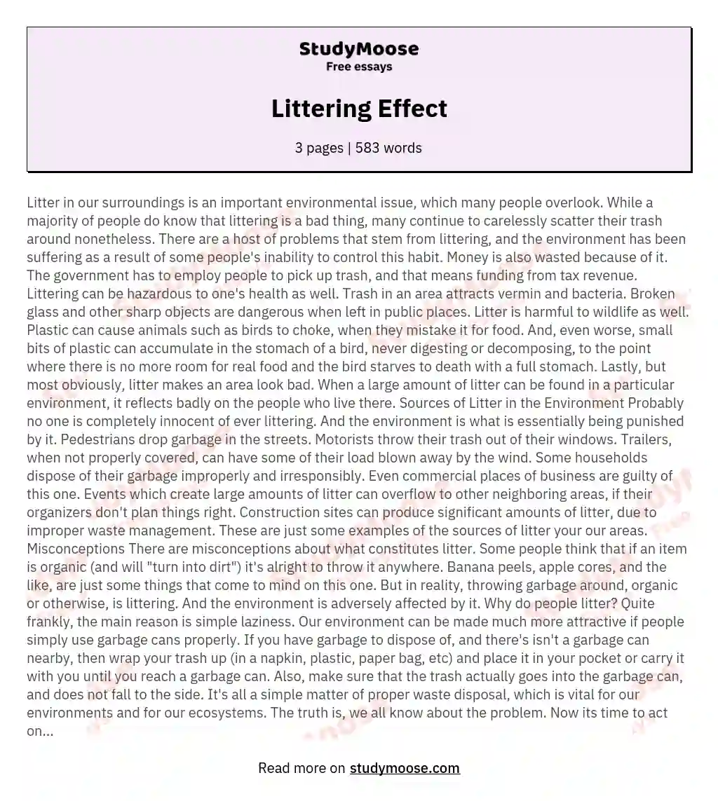 Littering Effect essay