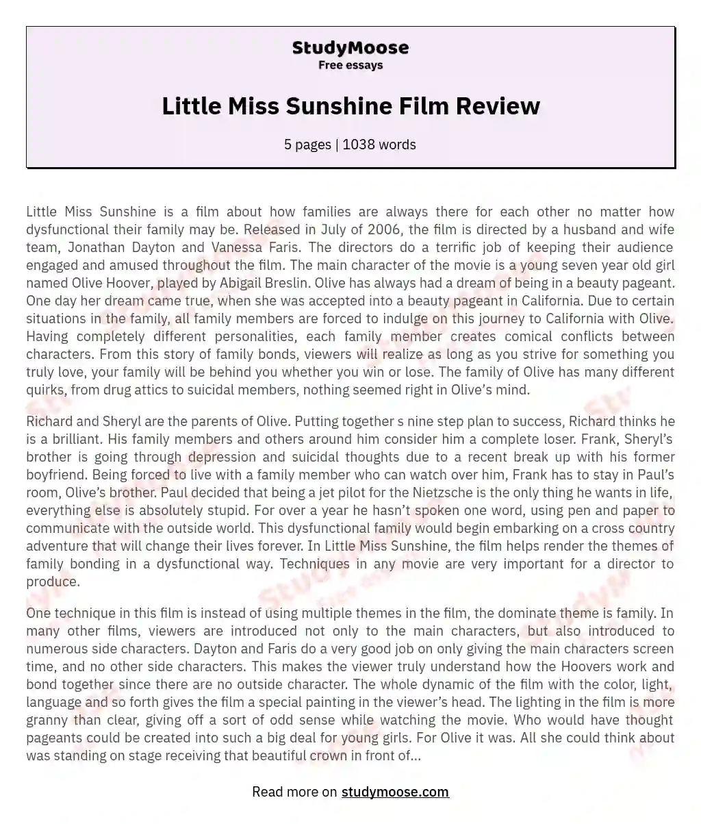 Little Miss Sunshine Film Review