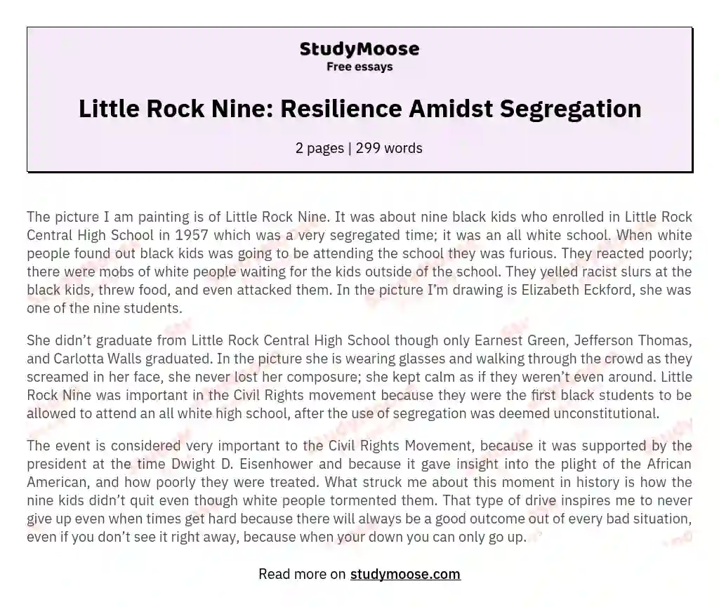 Little Rock Nine: Resilience Amidst Segregation essay