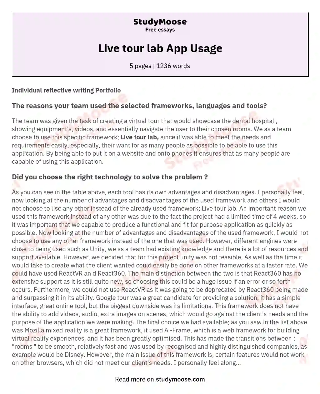 Live tour lab App Usage essay