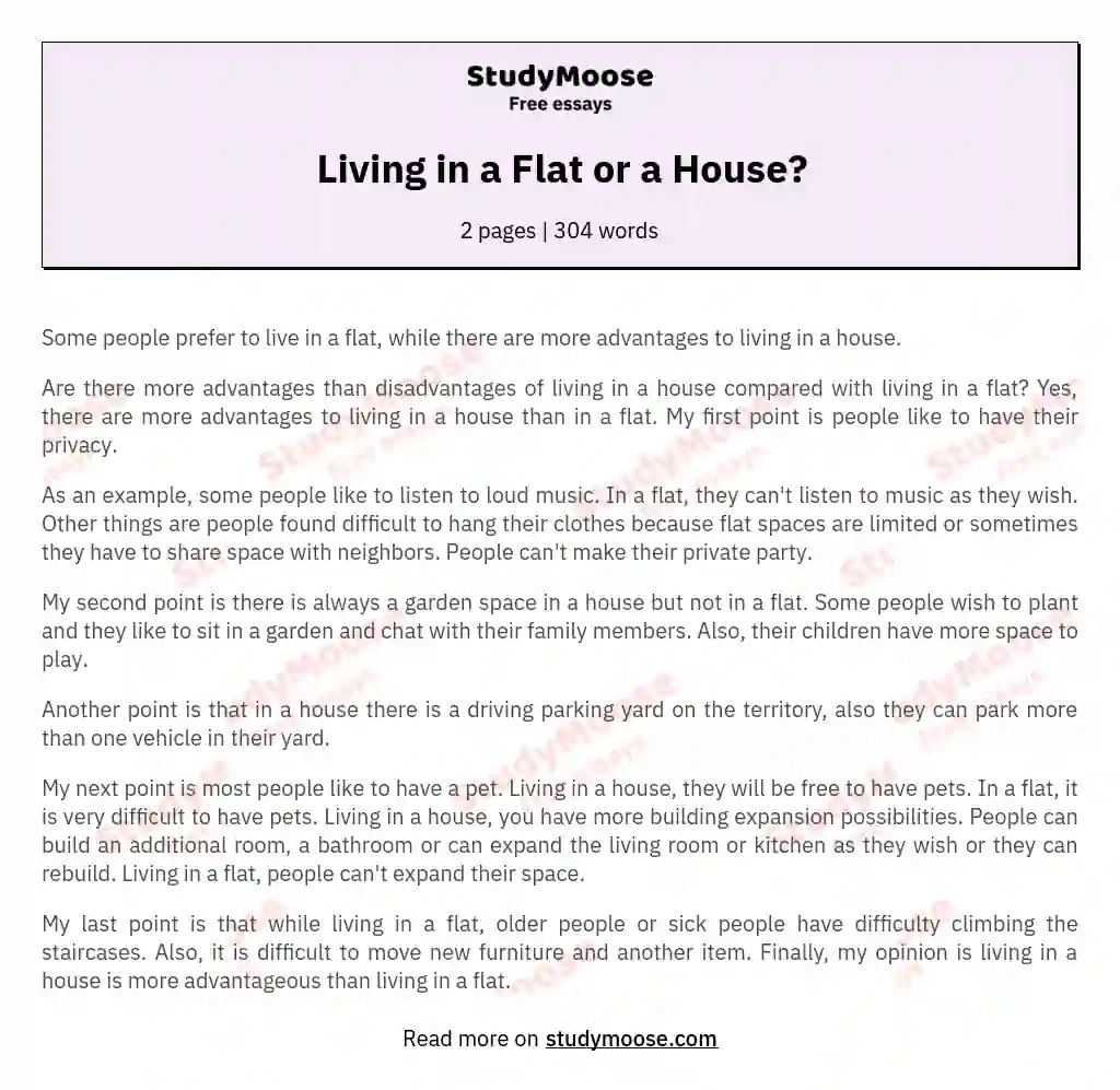 Living in a Flat or a House? essay