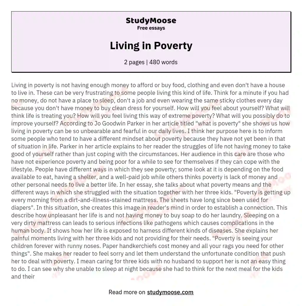 Living in Poverty essay