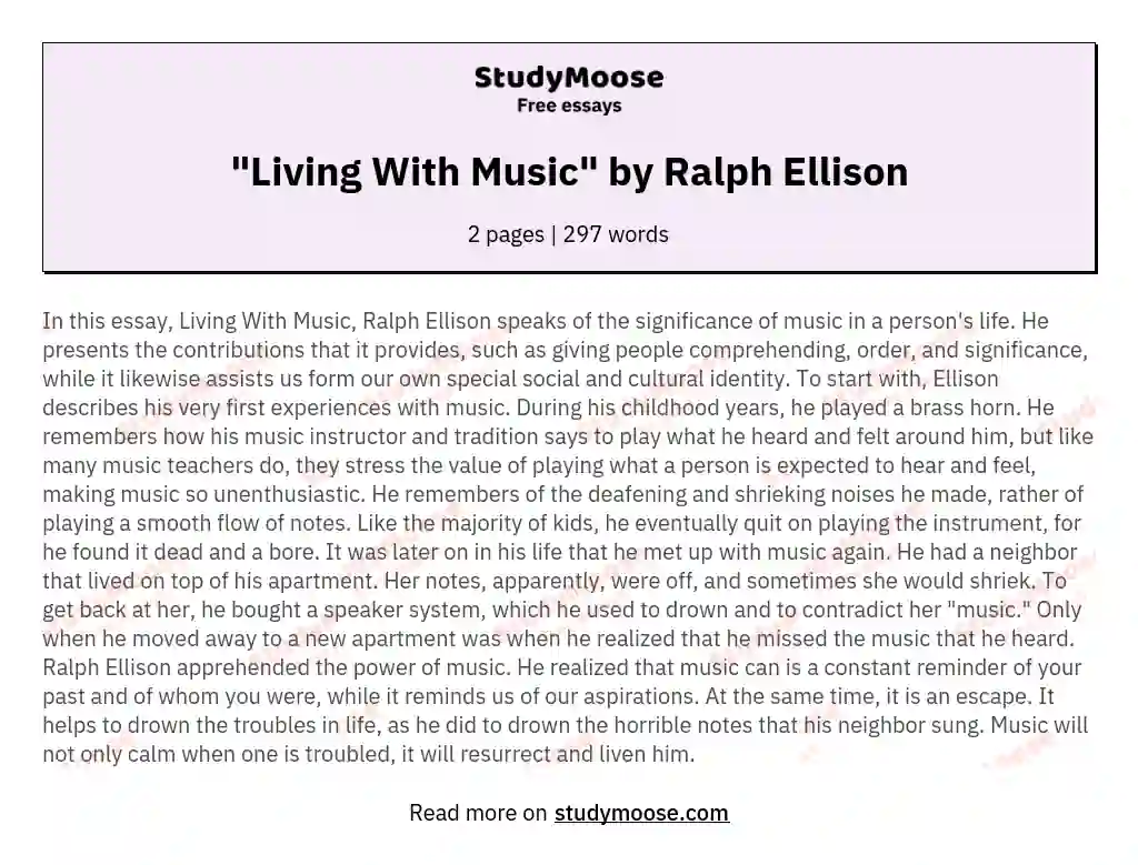 "Living With Music" by Ralph Ellison