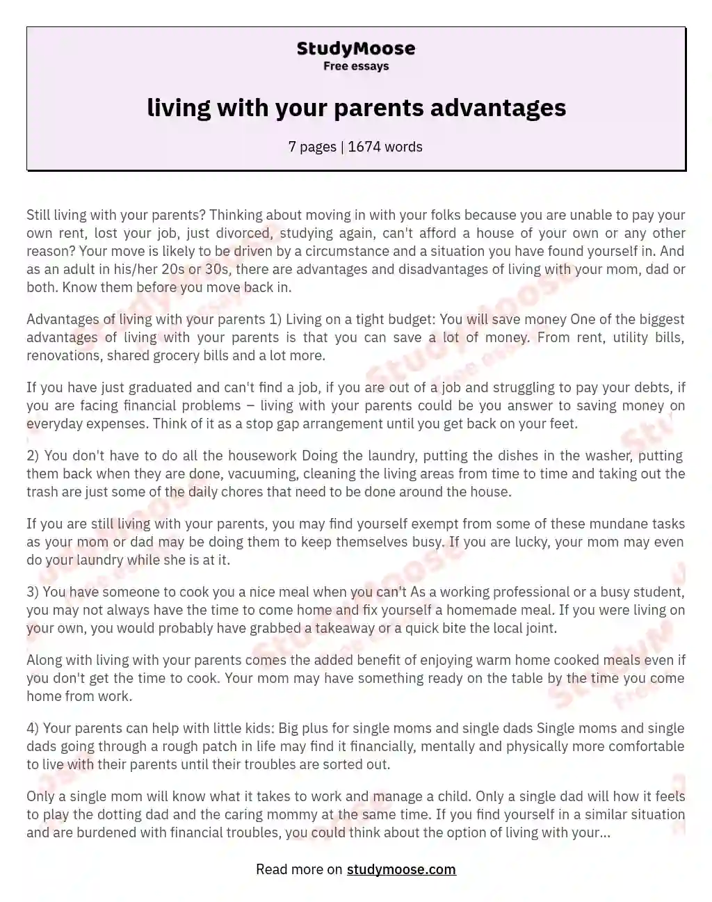 living with your parents advantages