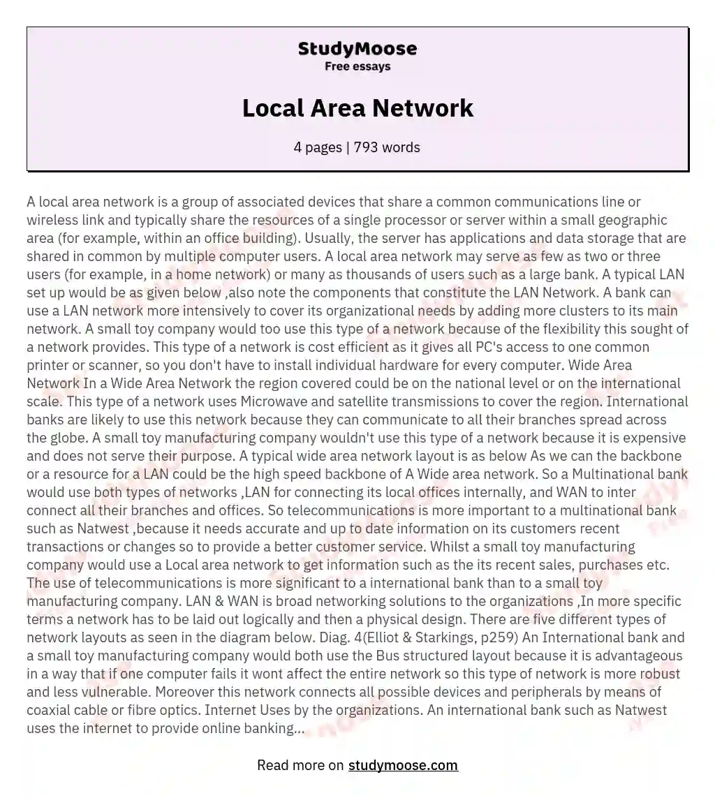 Local Area Network essay
