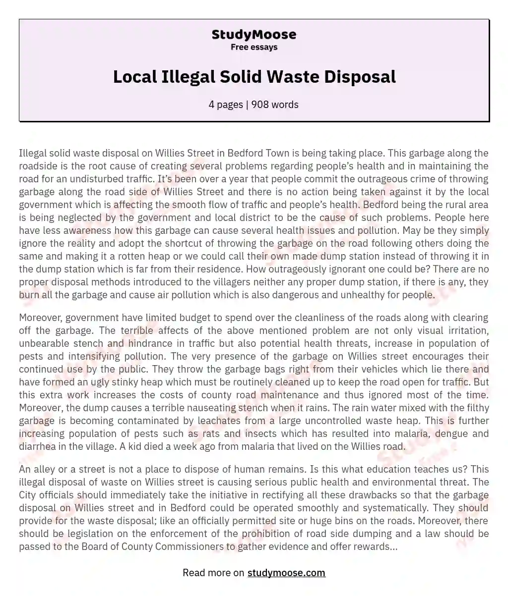 Local Illegal Solid Waste Disposal
