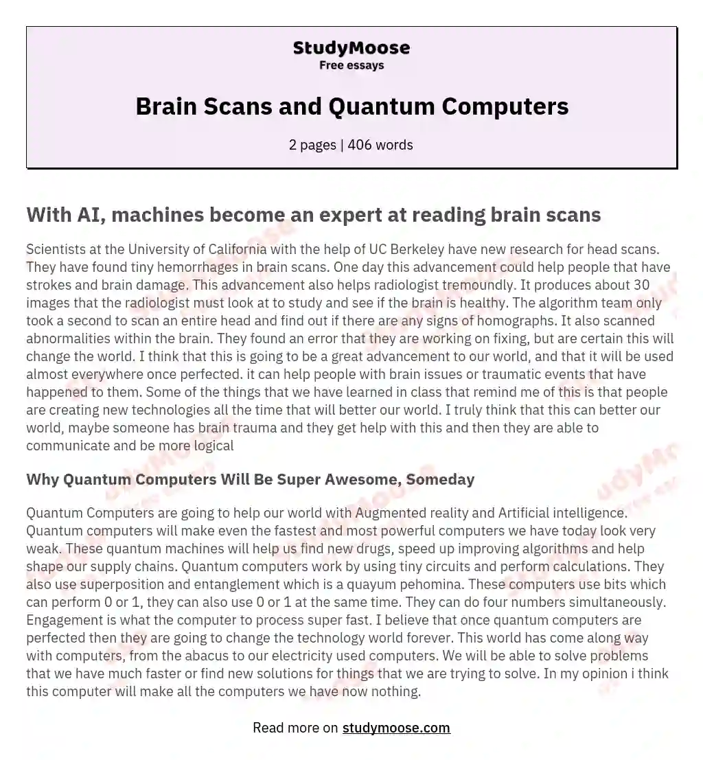 Brain Scans and Quantum Computers essay