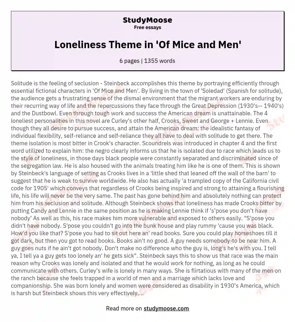 Loneliness Theme in 'Of Mice and Men'