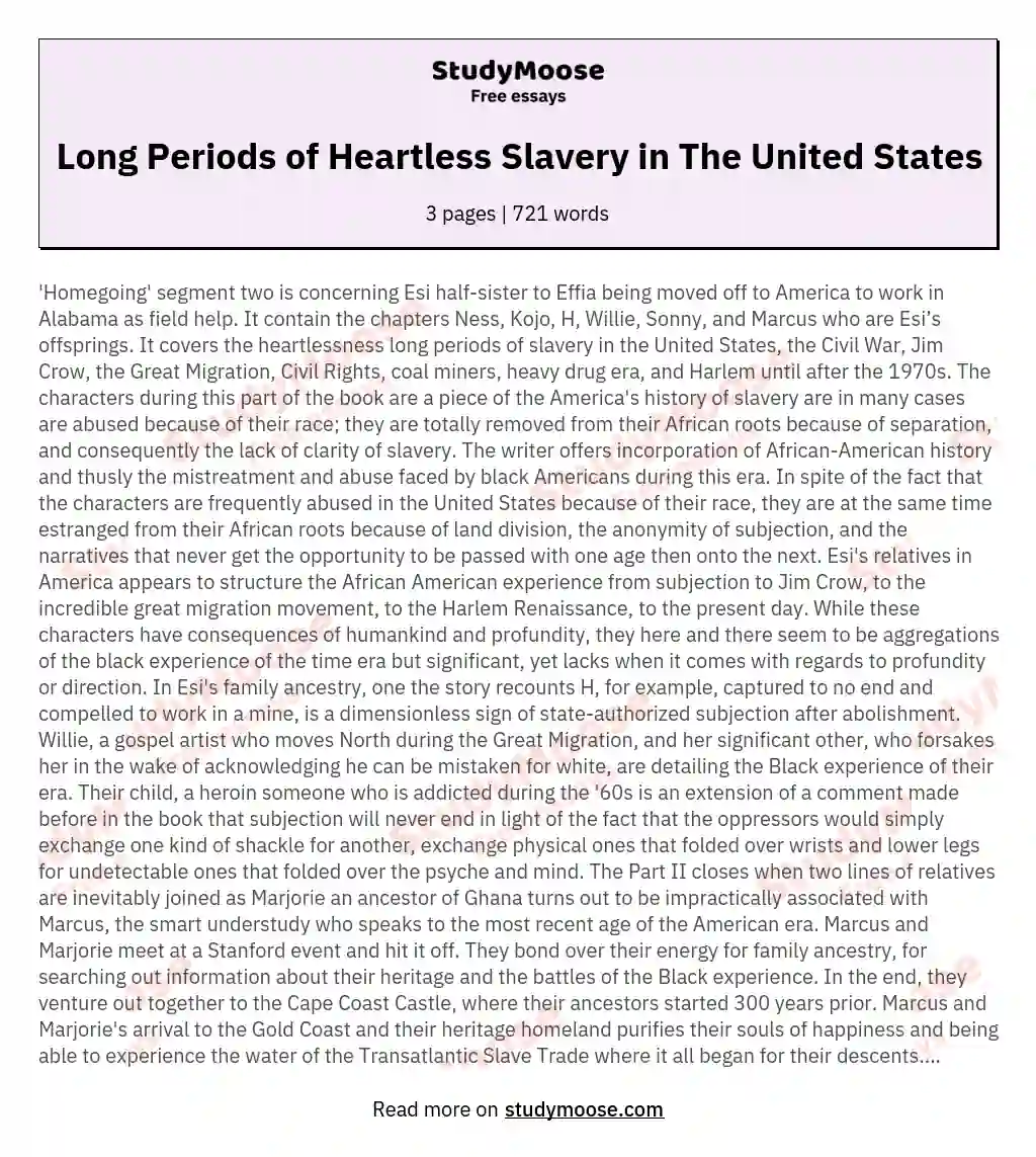 Long Periods of Heartless Slavery in The United States essay
