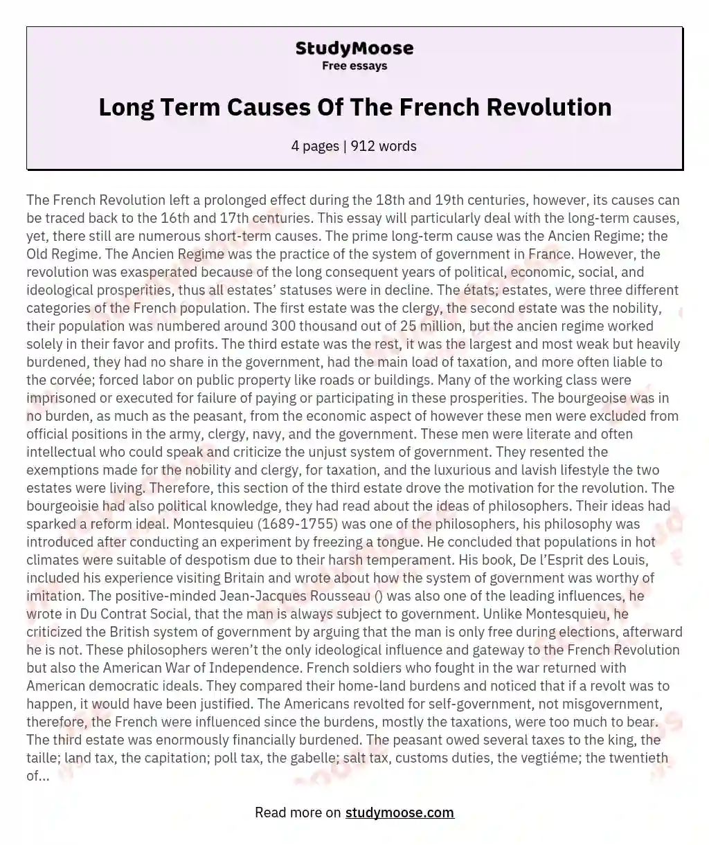 political causes of the french revolution essay pdf