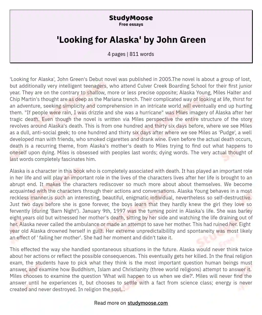 'Looking for Alaska' by John Green