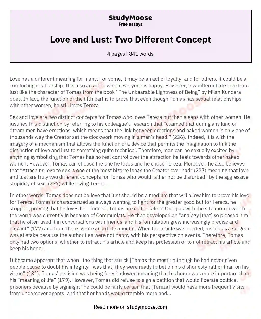Love and Lust: Two Different Concept
