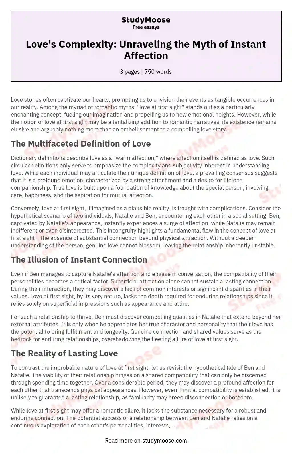 essay about love 250 words