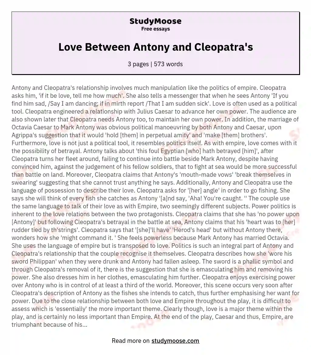 Love Between Antony and Cleopatra's