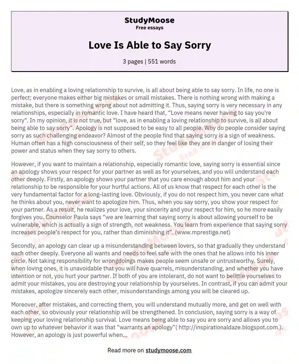 Love Is Able to Say Sorry