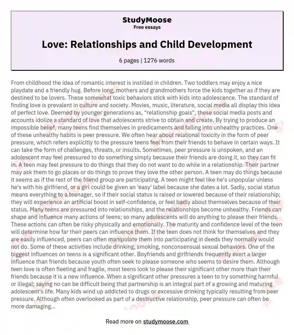 Love: Relationships and Child Development essay