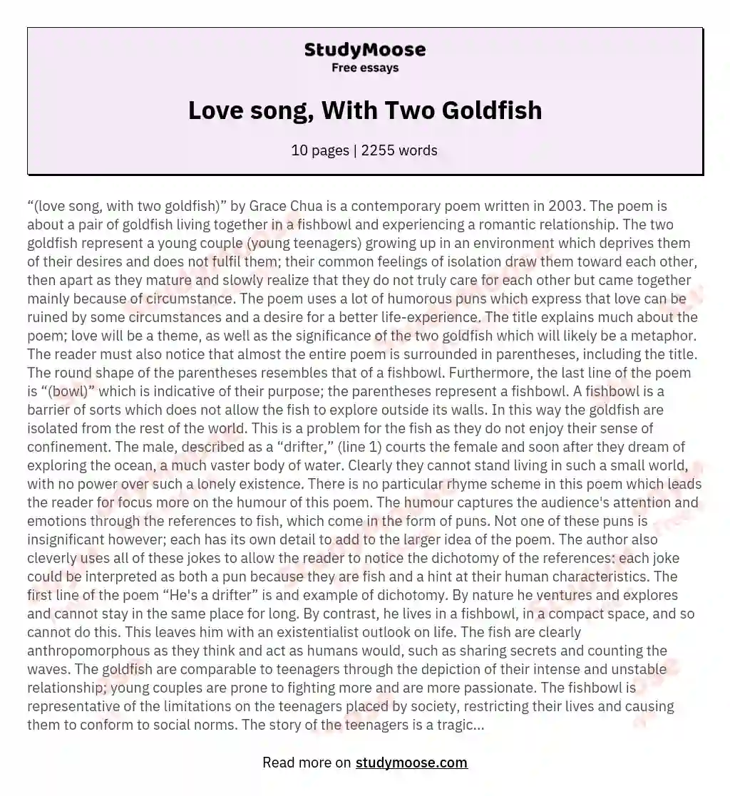 Love song, With Two Goldfish