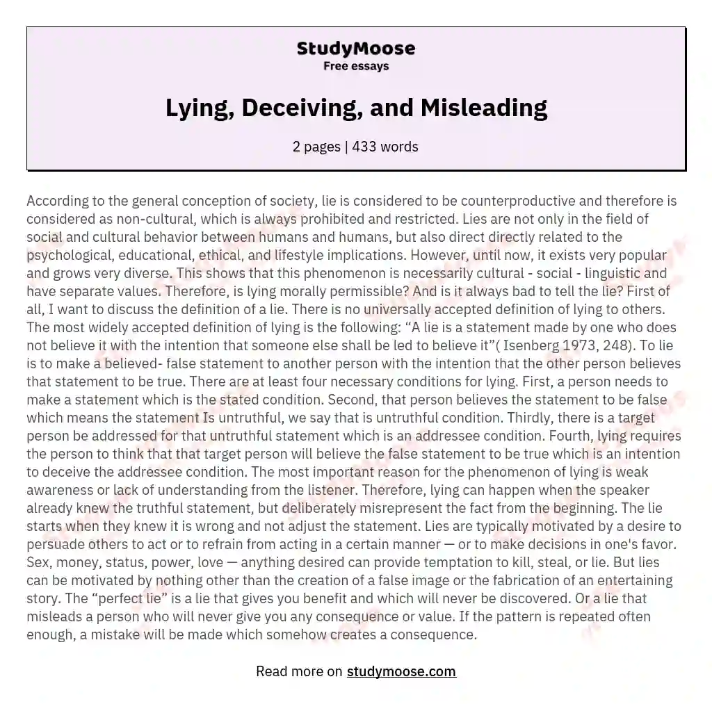 Lying, Deceiving, and Misleading