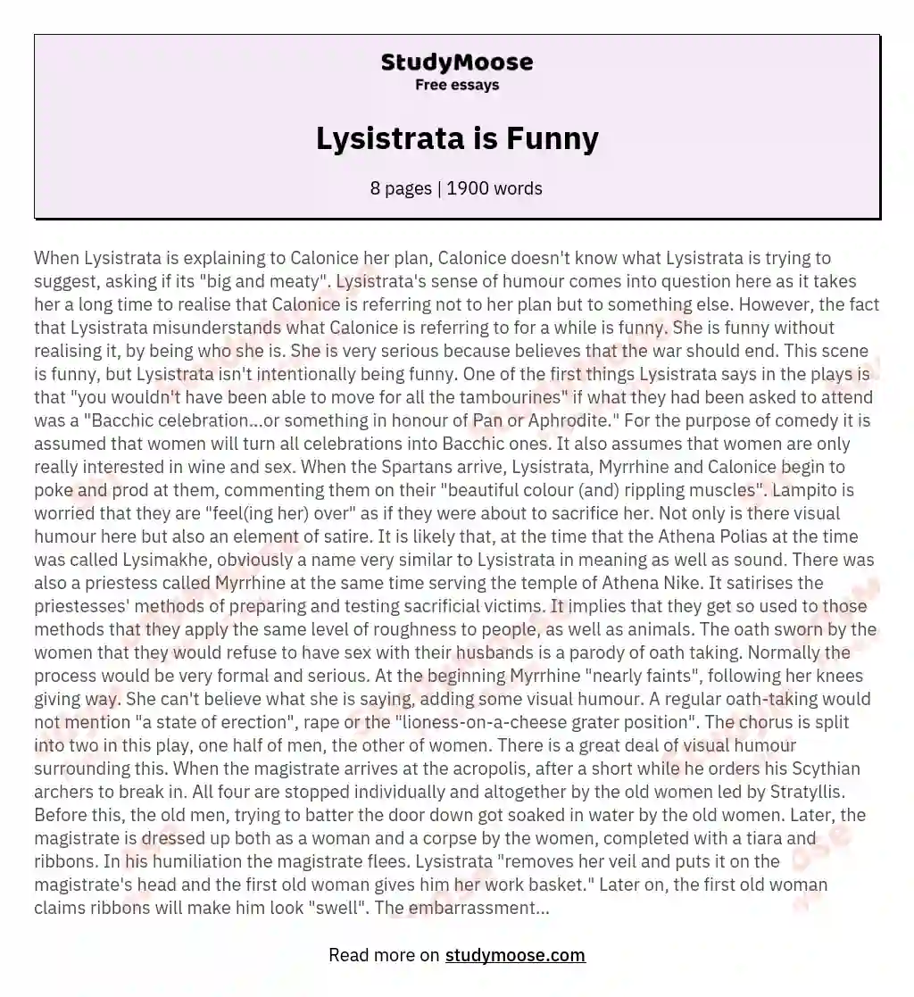 Lysistrata is Funny