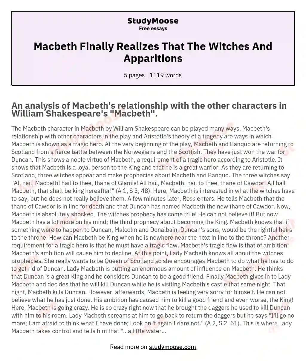 Macbeth Finally Realizes That The Witches And Apparitions