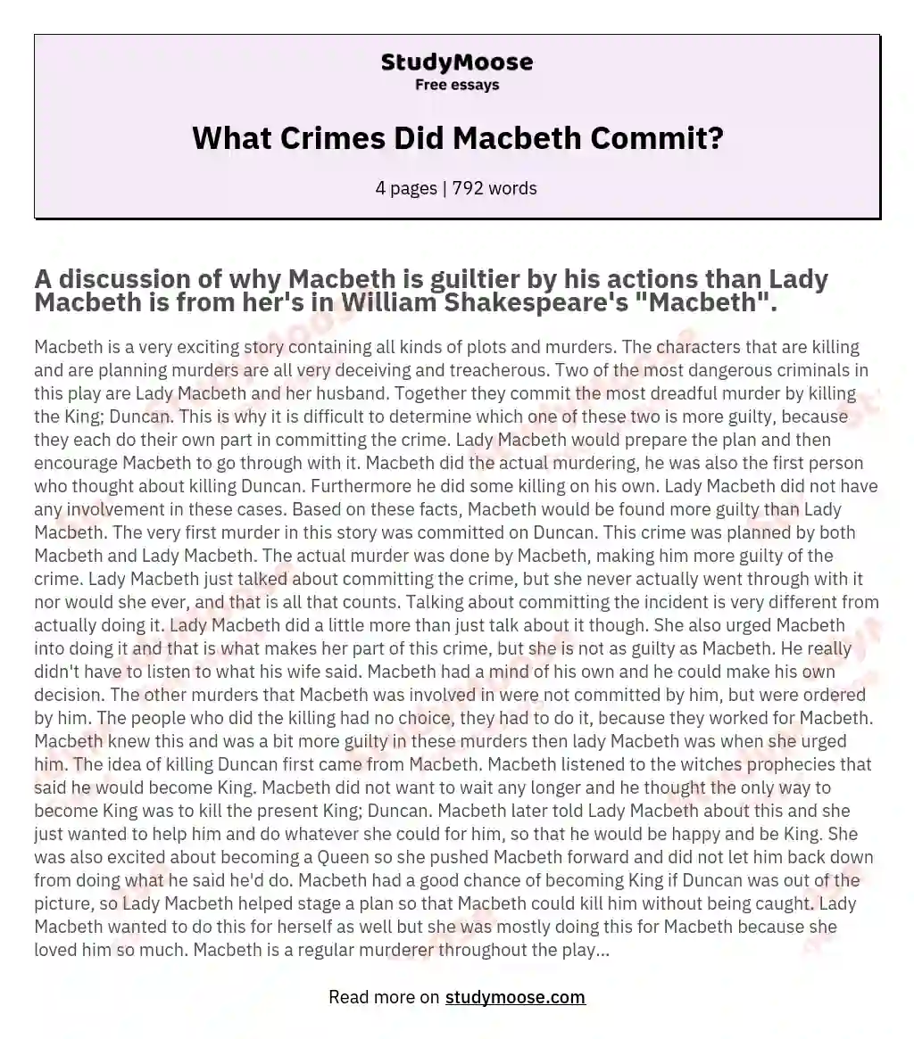 What Crimes Did Macbeth Commit?