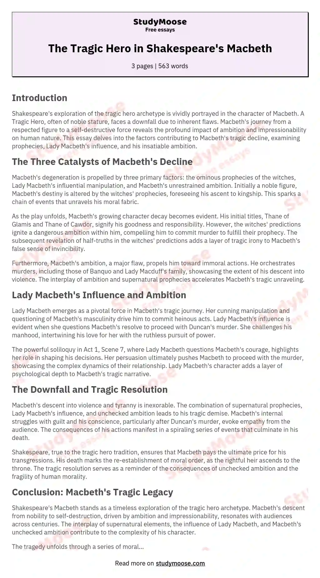 macbeth as a tragic hero essay pdf