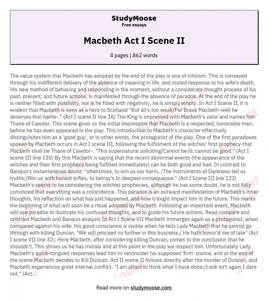 macbeth thesis statement