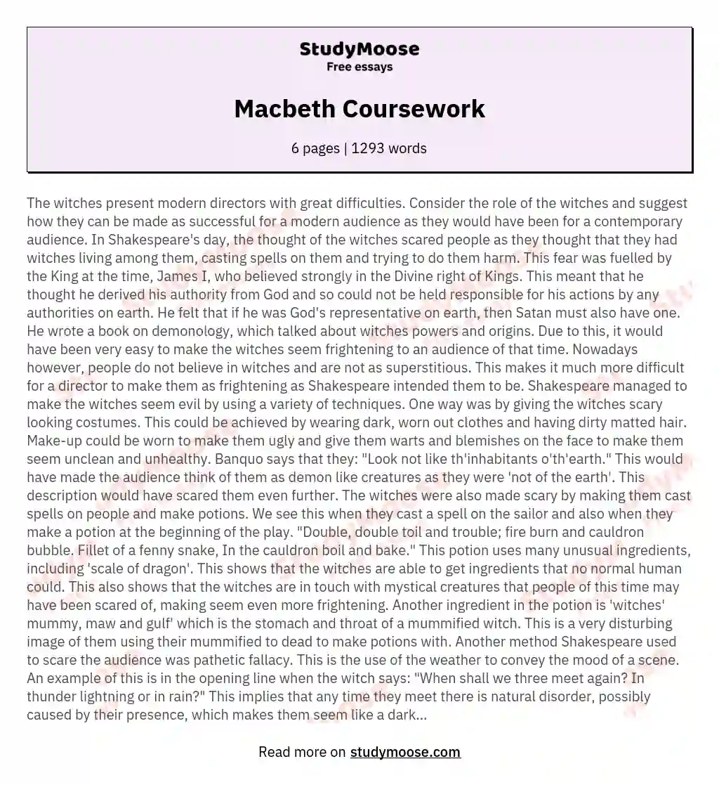 Macbeth Coursework