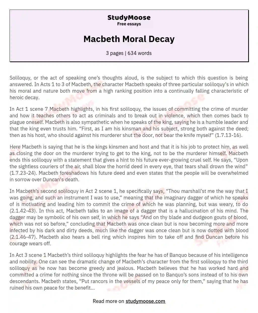 moral decay essay