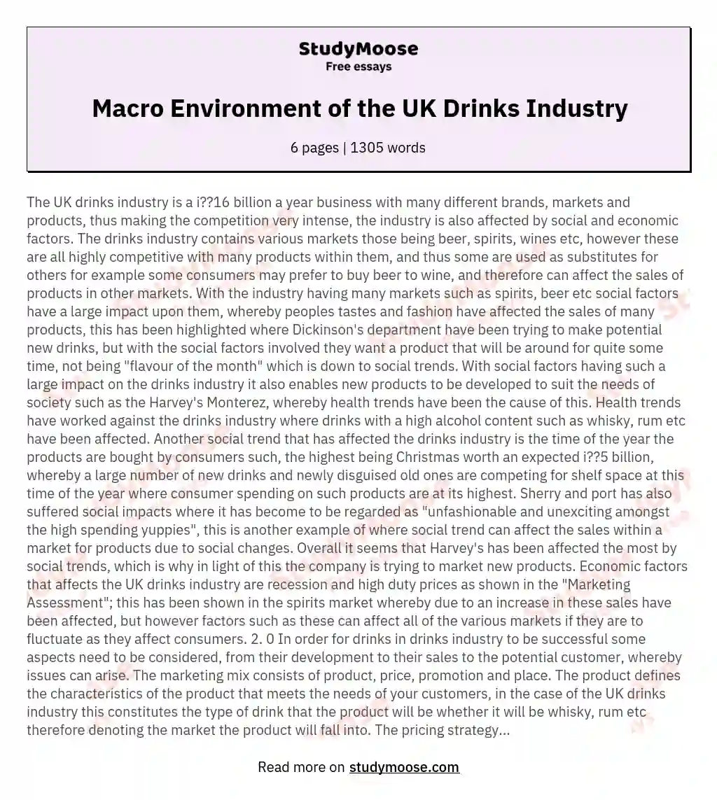 Macro Environment of the UK Drinks Industry