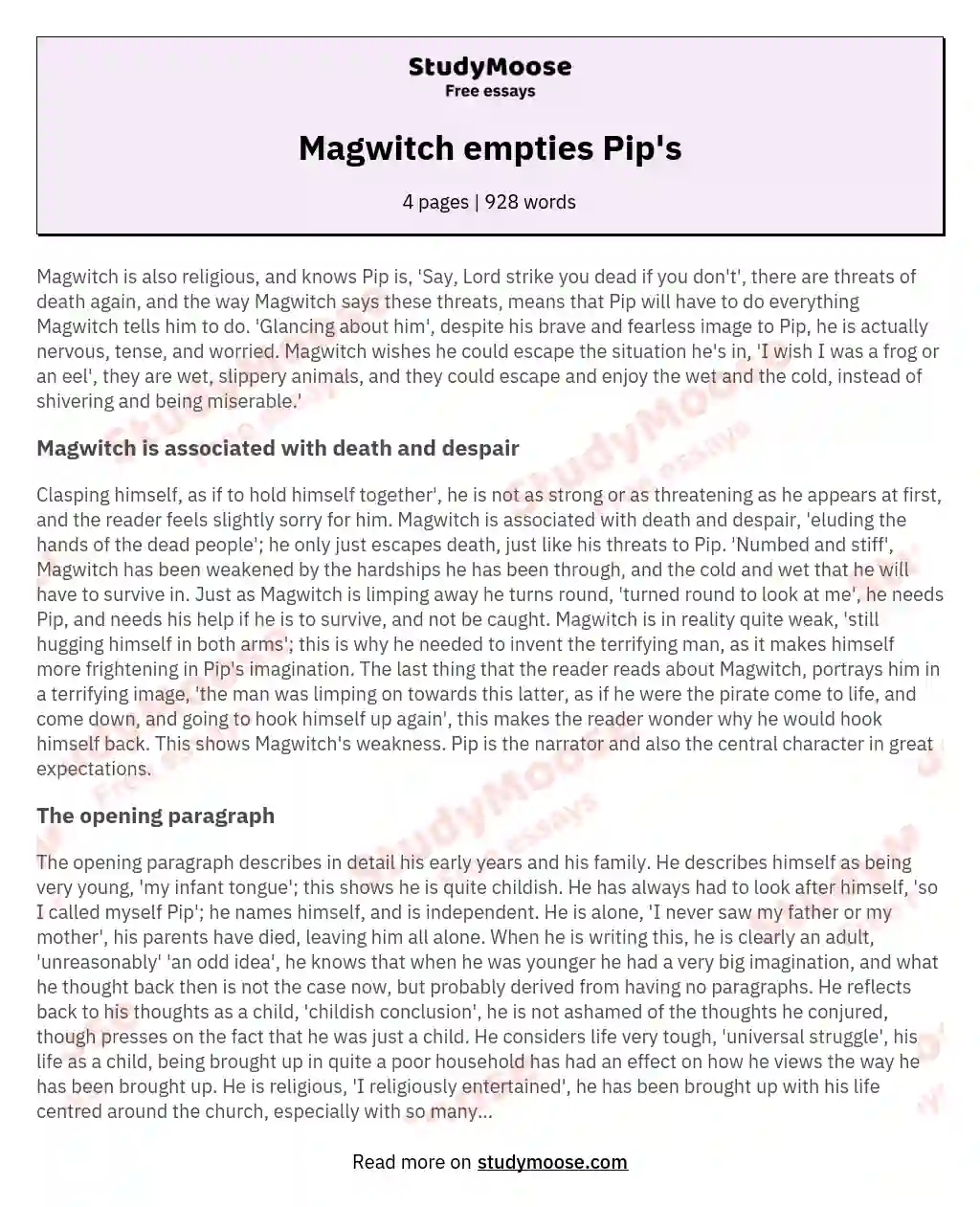 Magwitch empties Pip's