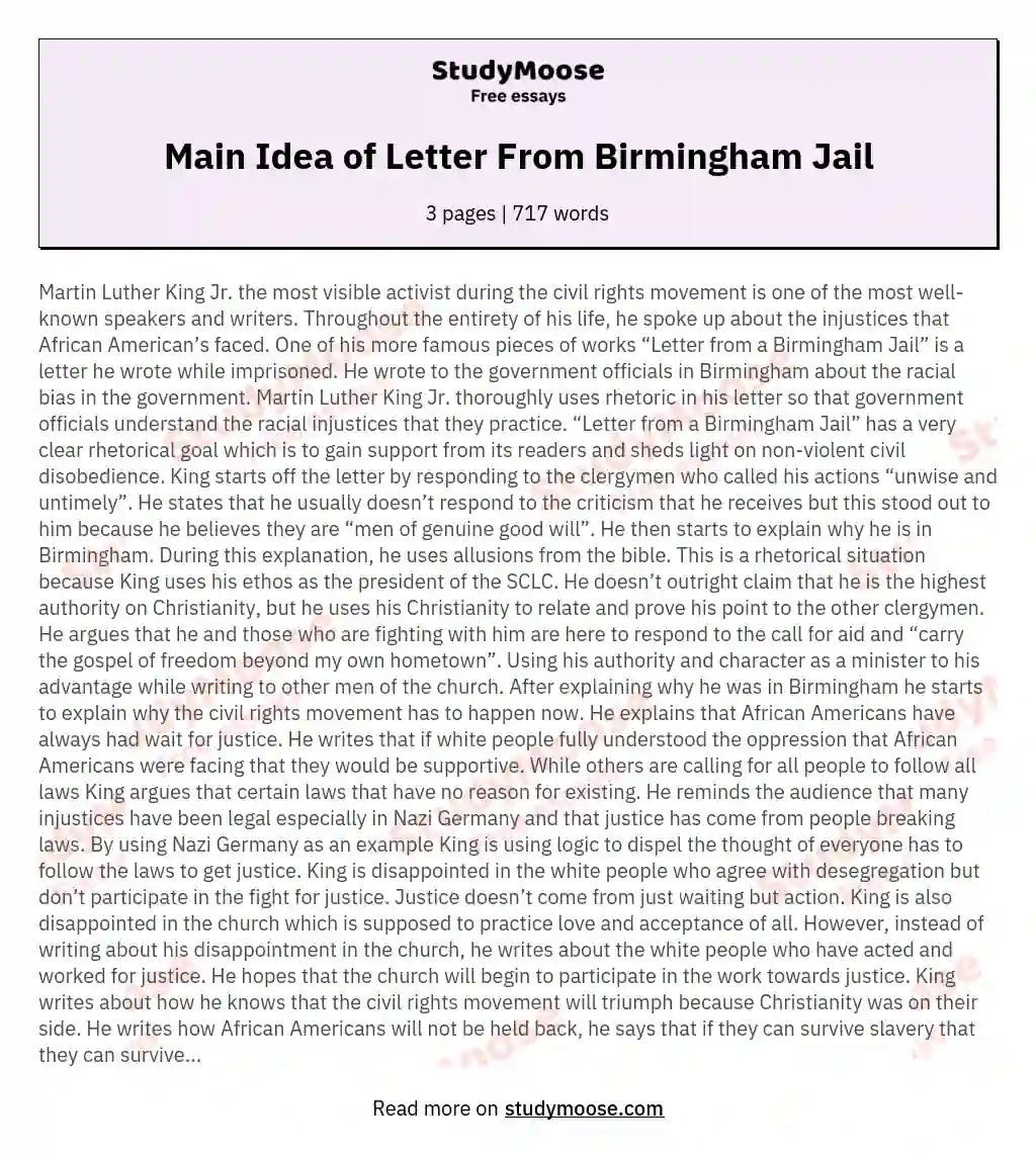 martin luther king jr letter from birmingham jail essay