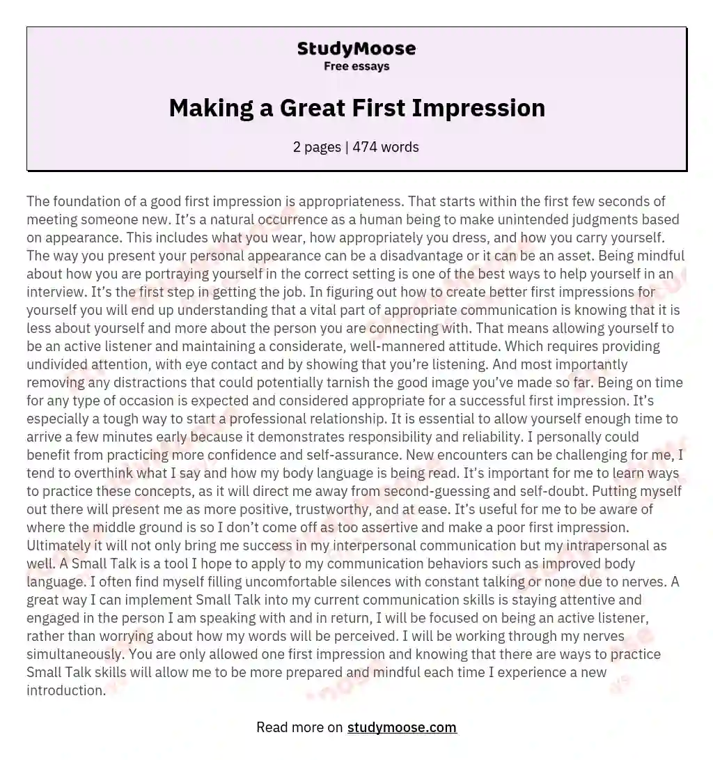 Making a Great First Impression