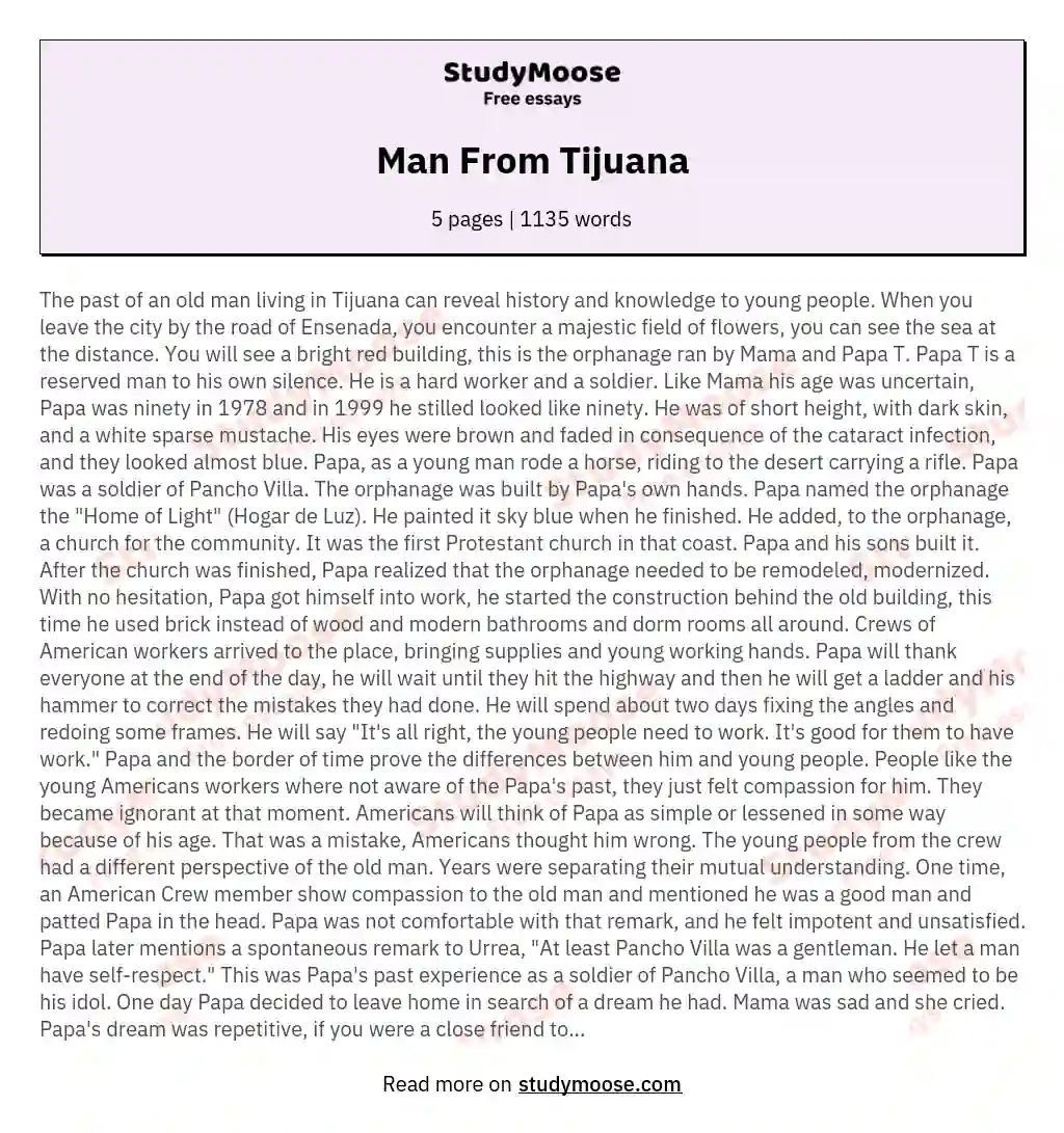Man From Tijuana essay
