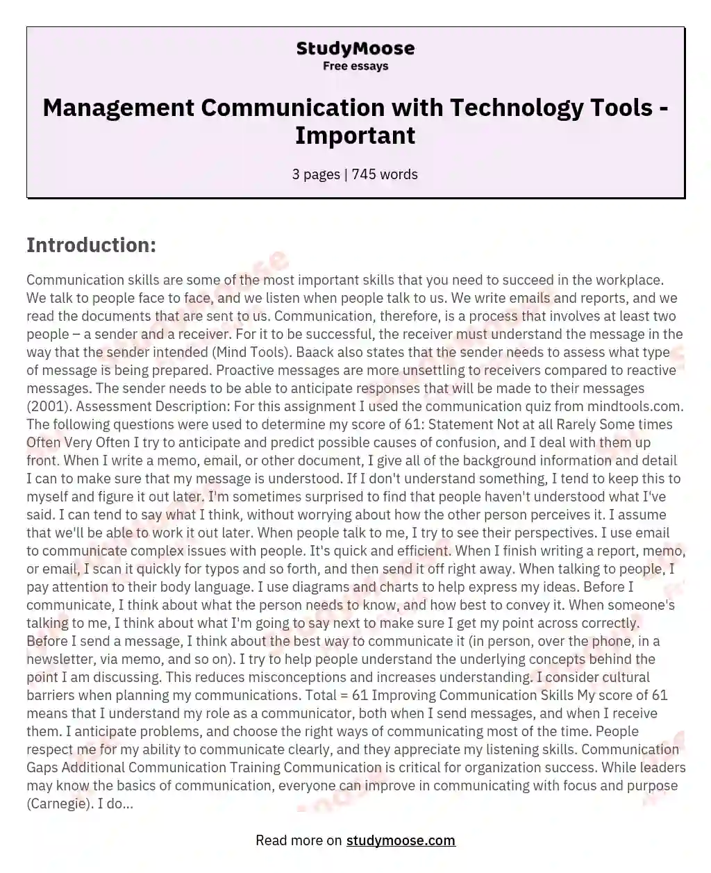 Management Communication with Technology Tools - Important