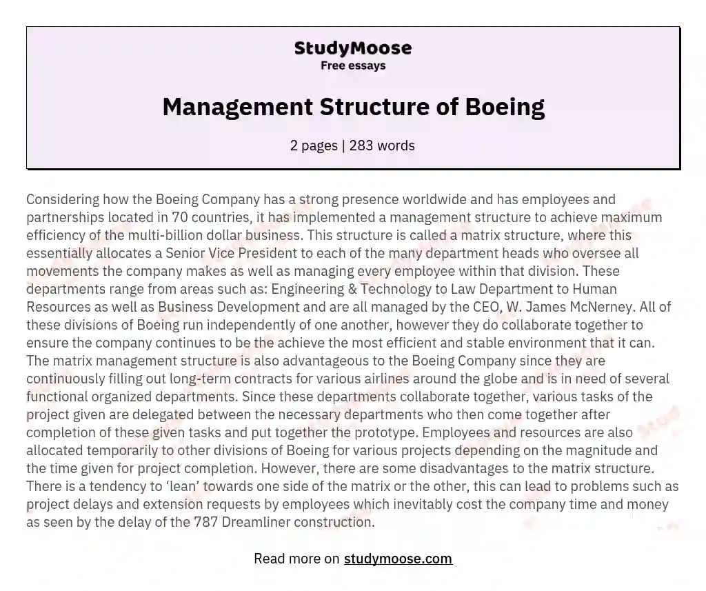 Management Structure of Boeing essay