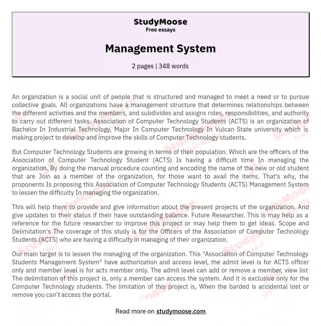 Management System essay
