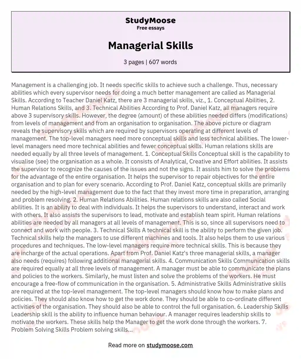 management skills conceptual human technical